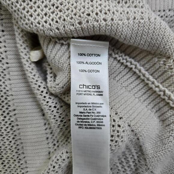 Chico's Women 2 Tan Crochet Sleeveless Cardigan Vest Rope Tie Front - Picture 9 of 12